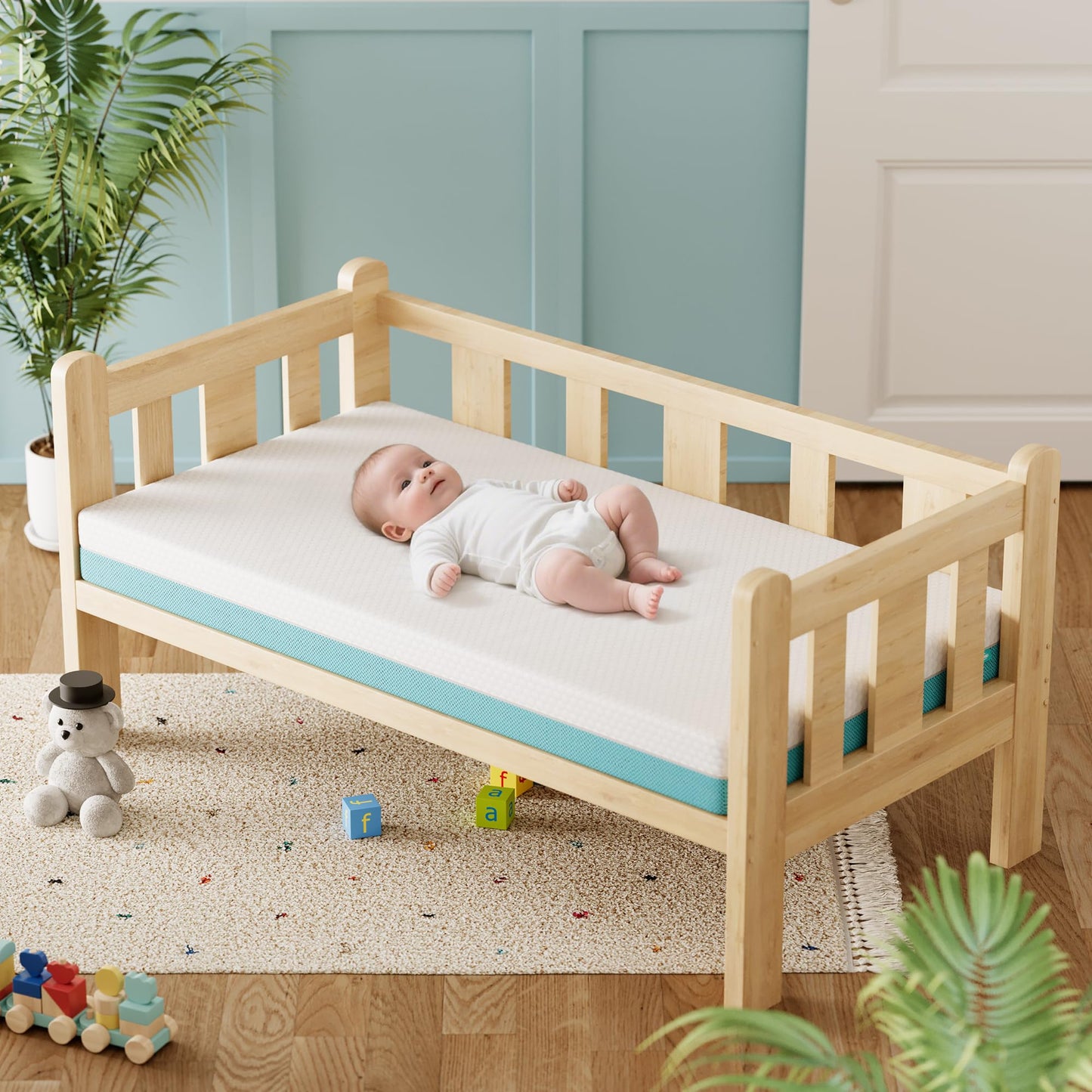 TeQsli Crib Mattress, Memory Foam Toddler Mattress with Breathable Washable Cover, Standard Size Baby Mattresses for Crib: 52 x 27.6 x 4.5 Inch