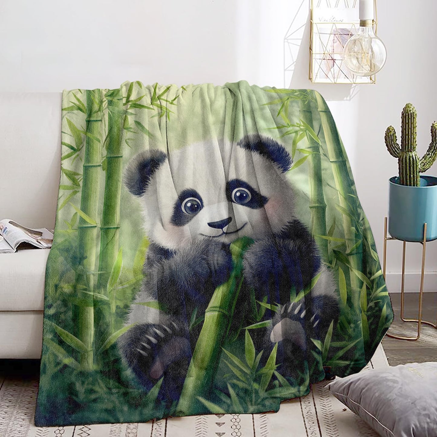 Bidesk Cute Panda Blanket Soft Cozy Throw Blanket for Adults Women Kids - Warm Yet Lightweight Flannel Blankets for Travel, Couch, Bed, Fuzzy Outdoor Comfort Wrap 60"×50"