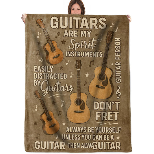 RQTWC Guitar Throw Blanket Gifts for Boys Girls Kids Adults, Music Theme Flannel Blankets for Travel Sofa Living Room Decor 50"X60"