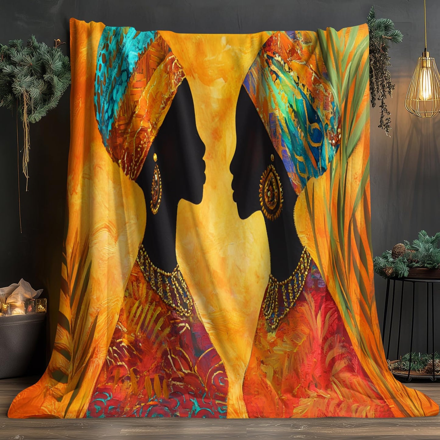 African Blanket Throw African Woman Throw Blankets Black Women Throw Blankets for Camping Travel - Super Soft Cozy Fuzzy Plush Flannel Blanket