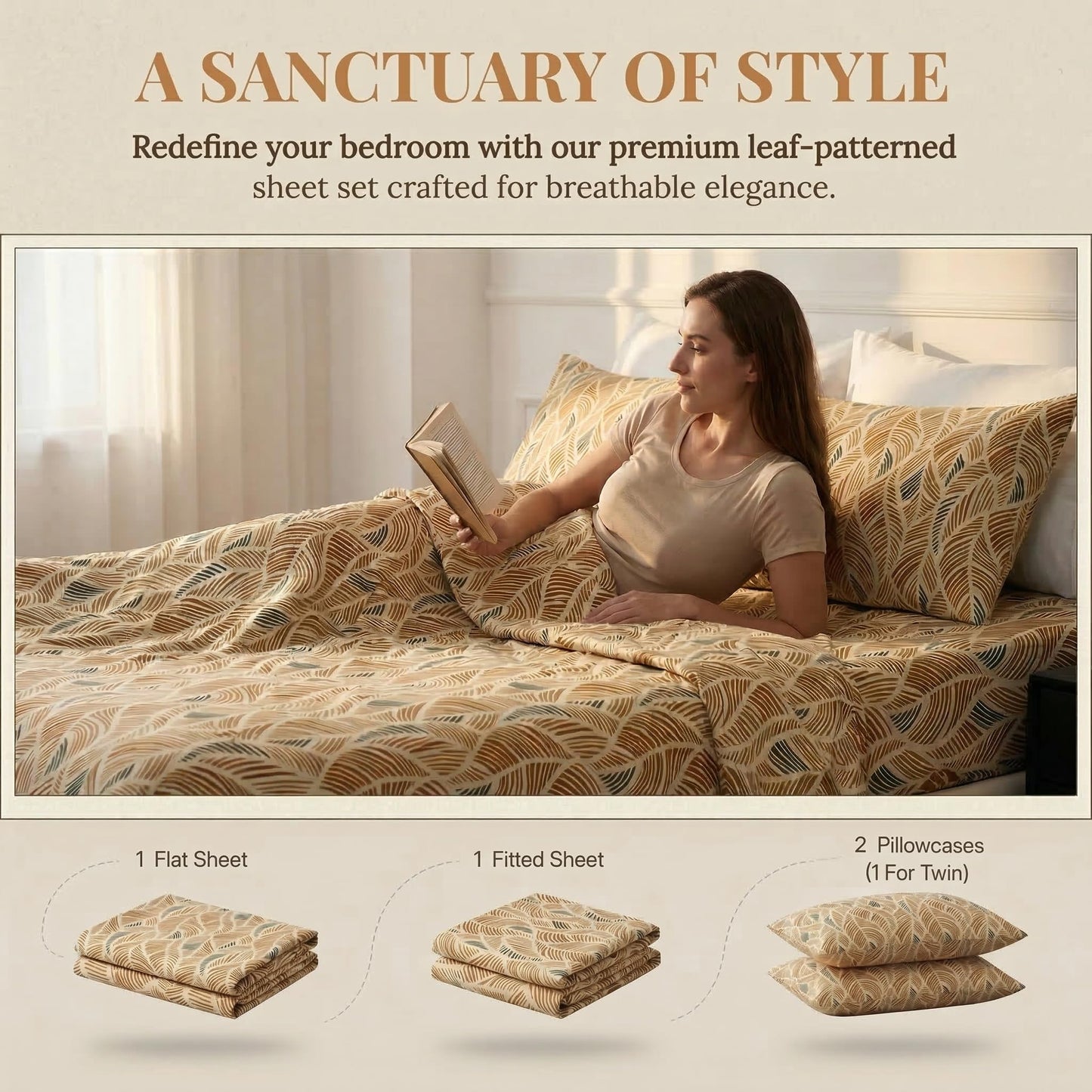 HCORA Boho Floral King Sheet Set, Ultra Soft Double Brushed Microfiber Bed Sheets, Deep Pocket, Breathable, Wrinkle Resistant, Easy Care, 4PC, King