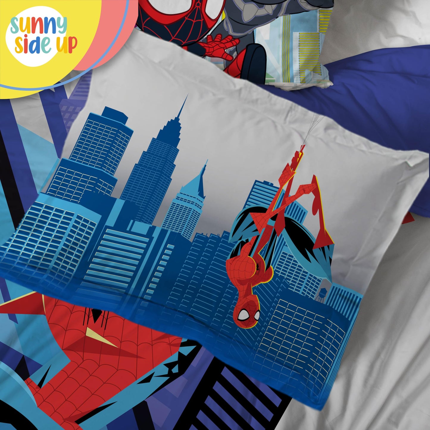 Sunny Side Up Kids Comforter Set Includes Sheets and Pillow Covers - Soft and Cozy Bed Set for Stylish Room Decor, Gray - Spiderman, 7 Piece Full Bedding