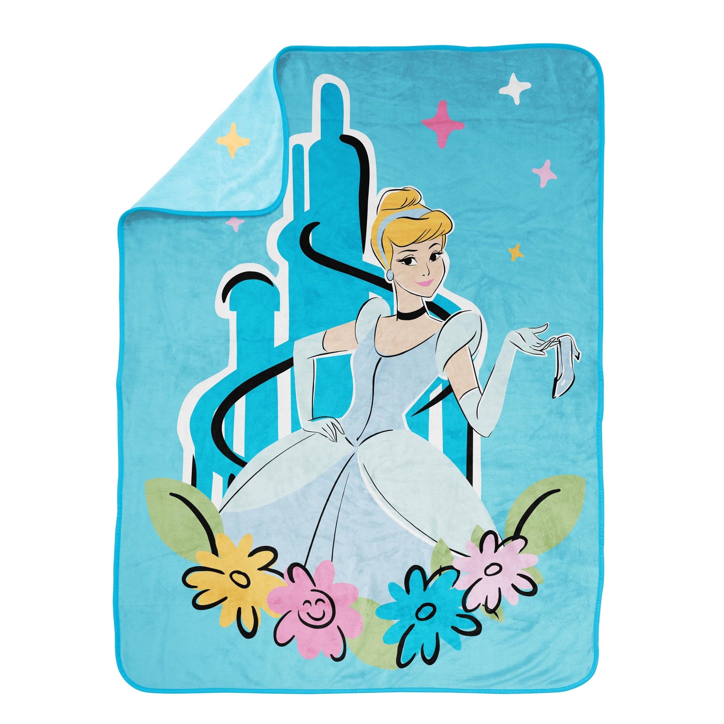 Jay Franco Kids Plush Throw Blanket – Soft & Cozy Fleece Throw for Bedroom & Couch Décor, Official Licensed Product, Blue - Disney Princess Cinderella, 46x60 - Throw Blanket