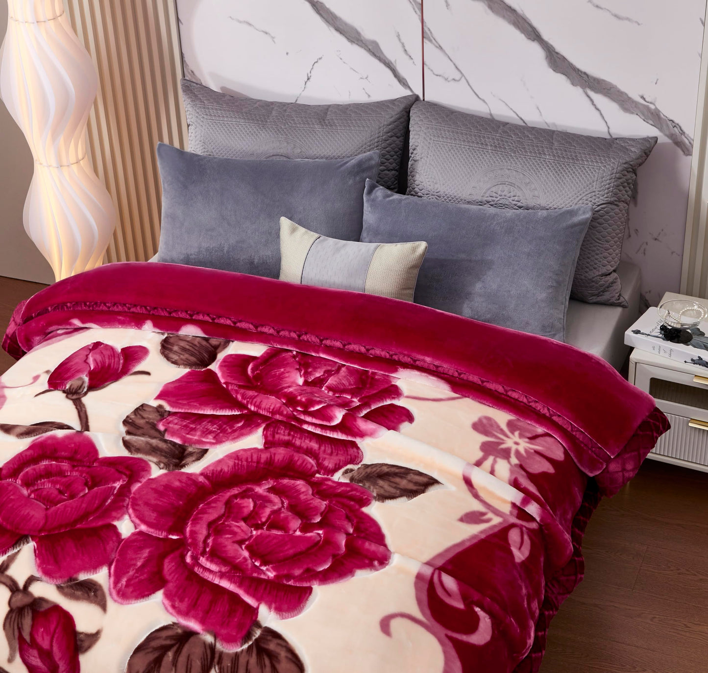 LGYKUMEG Korean Mink Blanket 59"×79" Silky Soft and Warm - 2 Ply Reversible Raschel Bed Blanket for Single Bed（150x200cm2kg）
