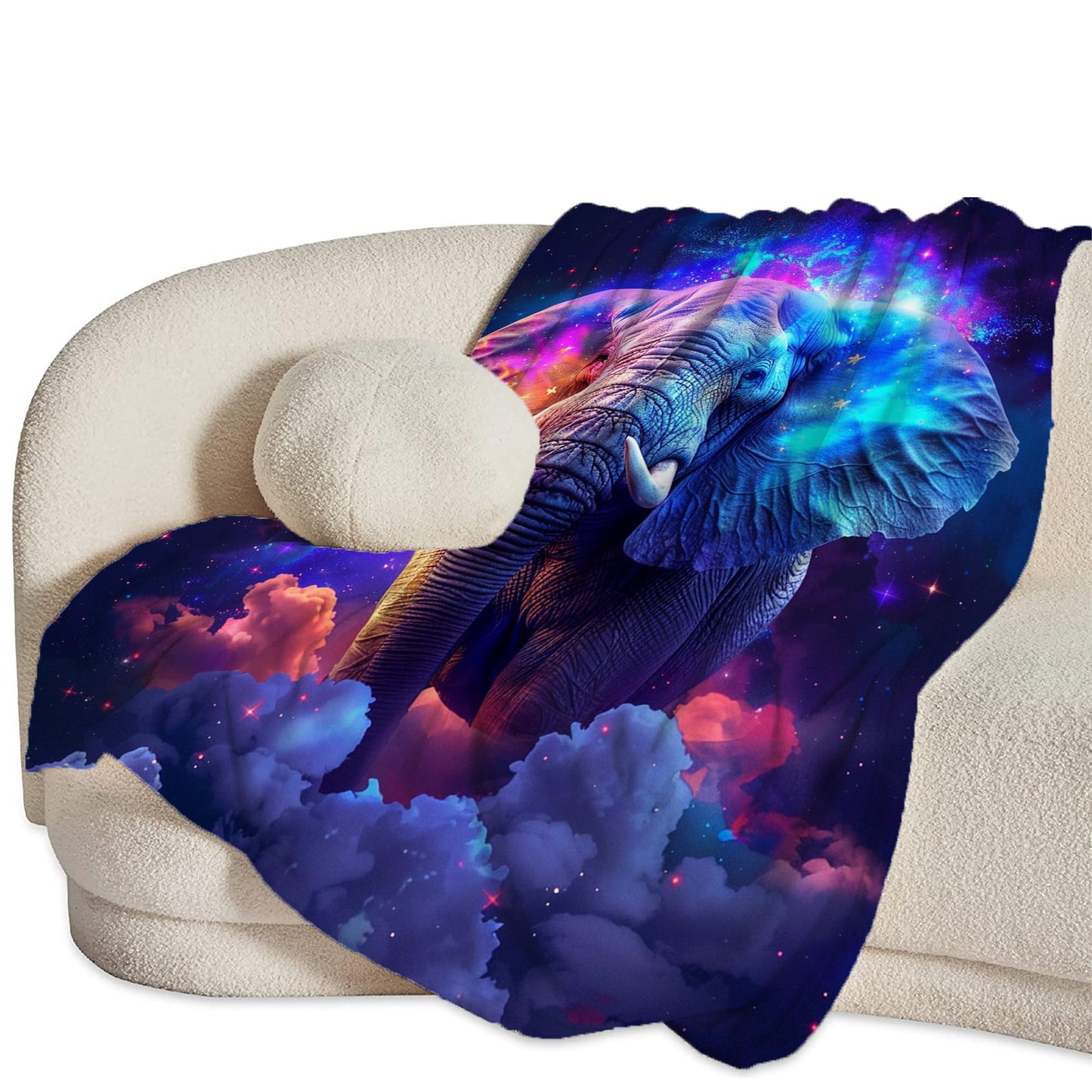 Fantasy Elephant Throw Blanket - Soft, Warm & Cozy Fleece for Couch, Sofa, Bed - 50"x40" - Animal Blanket for Girls, Boys, Women, Men, Kids, Adults