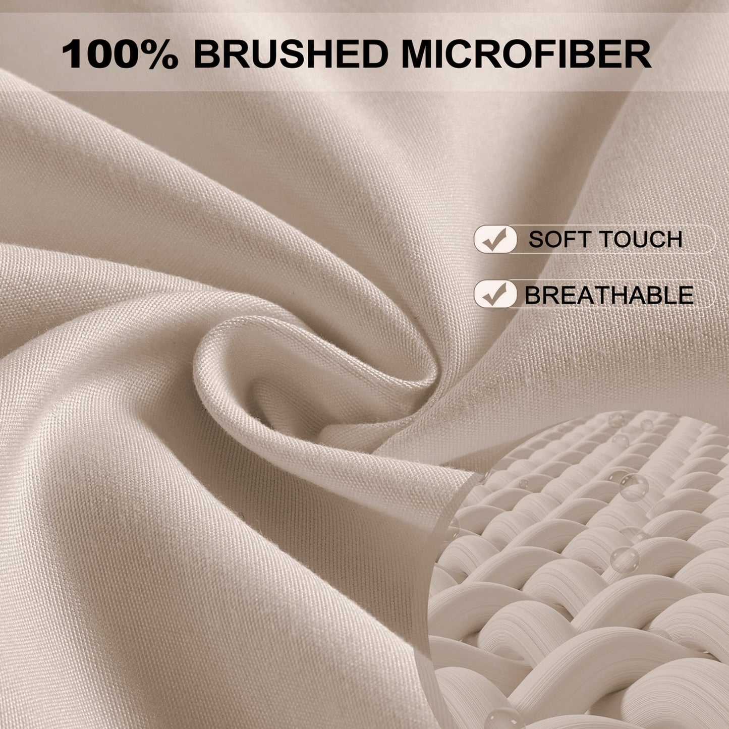 FreshCulture Queen Fitted Sheet - Hotel Quality, Ultra Soft & Breathable Brushed Microfiber, Deep Pocket, Cooling Fitted Sheets for Queen Size Bed (Khaki)