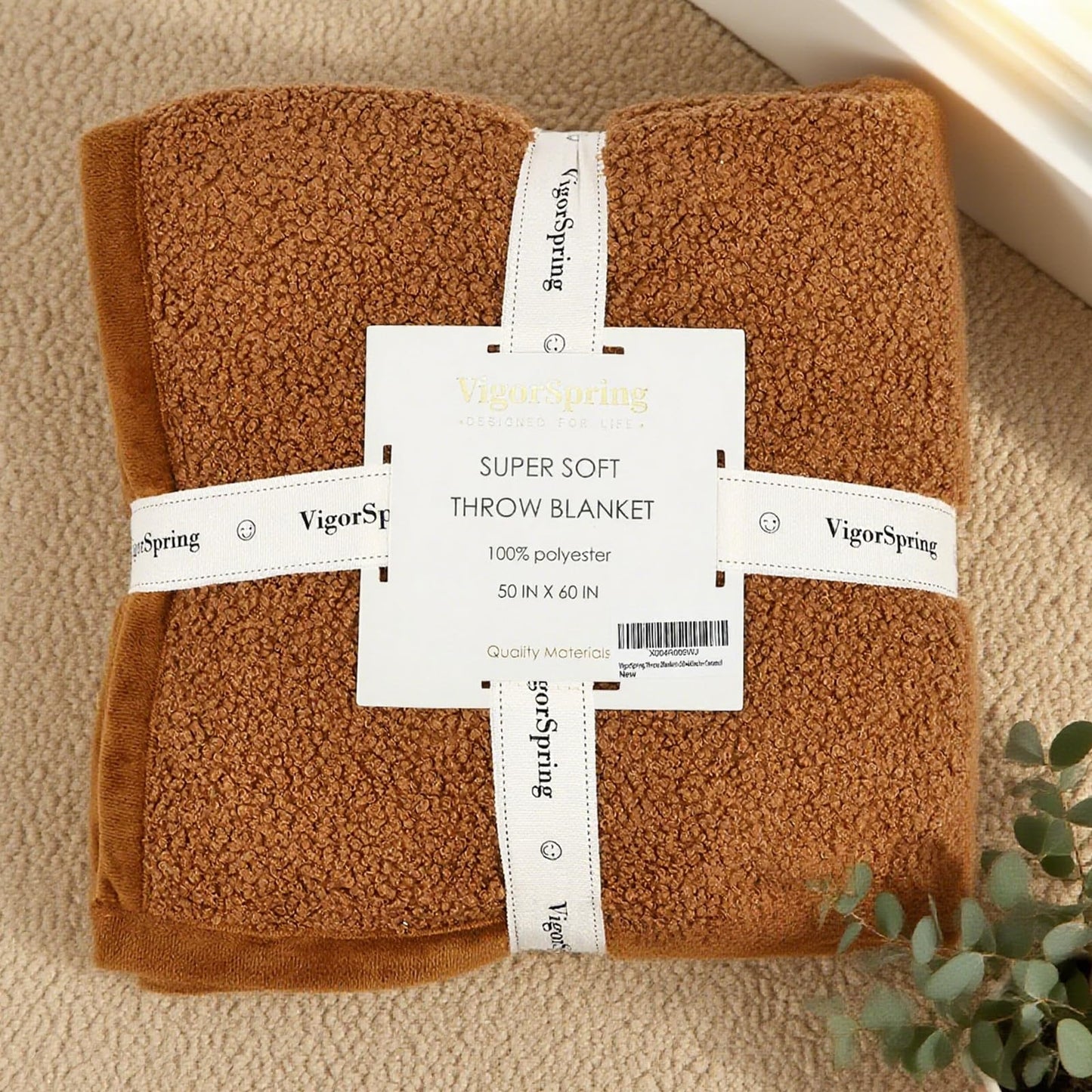 VigorSpring Brown Fall Throw Blanket - 50" x 60" Cozy Teddy Faux Fur Blanket Reversible Plush Blankets for Couch Sofa Bed Decor