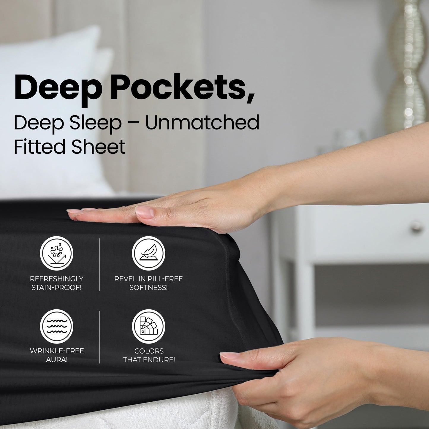 Utopia Bedding Full Fitted Sheet - Bottom Sheet - Deep Pocket - Soft Microfiber - Shrinkage and Fade Resistant - Easy Care -1 Fitted Sheet Only (Black)