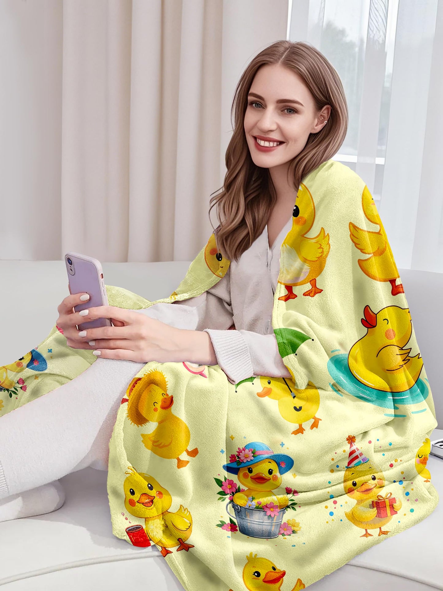 Duck Blanket Gifts for Duck Lover Ducks Themed Gifts for Women Kids Adults Soft Flannel Ducks Throw Blanket 50"x40"