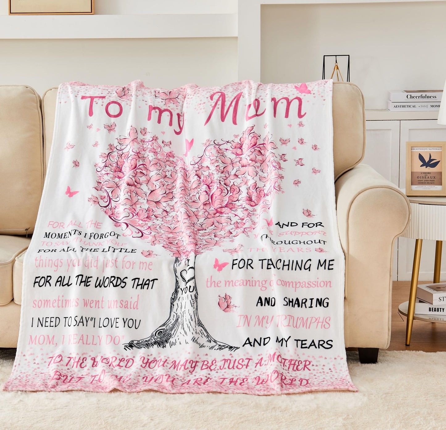 HUBSERUG Mothers Day Blanket Gifts for Mom, Mom Birthday Gifts from Daughter Son, Mothers Gift for Christmas Valentine's Day Thanksgiving Day, Moms Birthday Gift Ideas Flannel Throw Blanket 60" X 50"