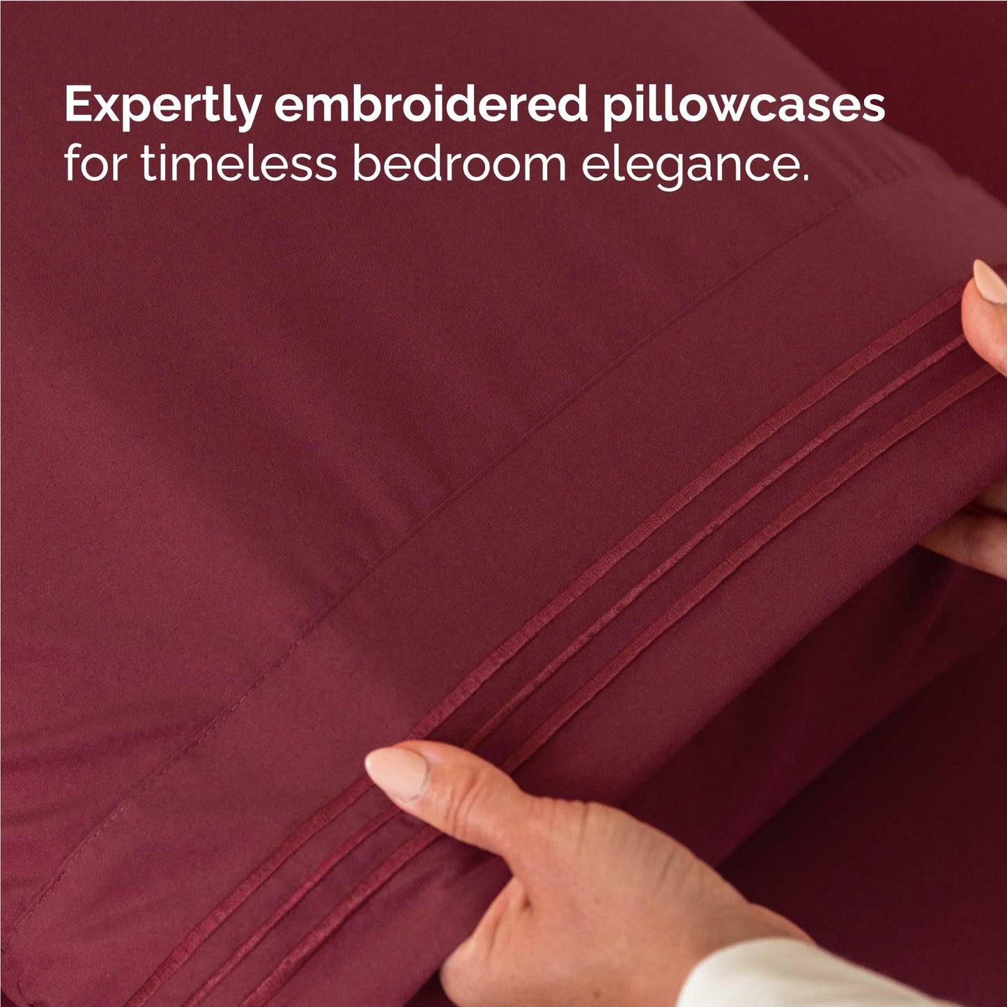 Full Size 4 Piece Sheet Set - Comfy Breathable & Cooling Sheets - Hotel Luxury Bed Sheets for Women & Men - Deep Pockets, Easy-Fit, Extra Soft & Wrinkle Free Sheets - Burgundy Oeko-Tex Bed Sheet Set