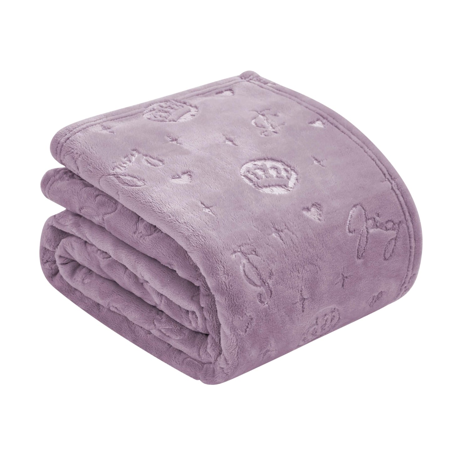 Juicy Couture Embossed Plush 60"x70" Oversized Throw Blanket, Emblem Toss Lavender Purple