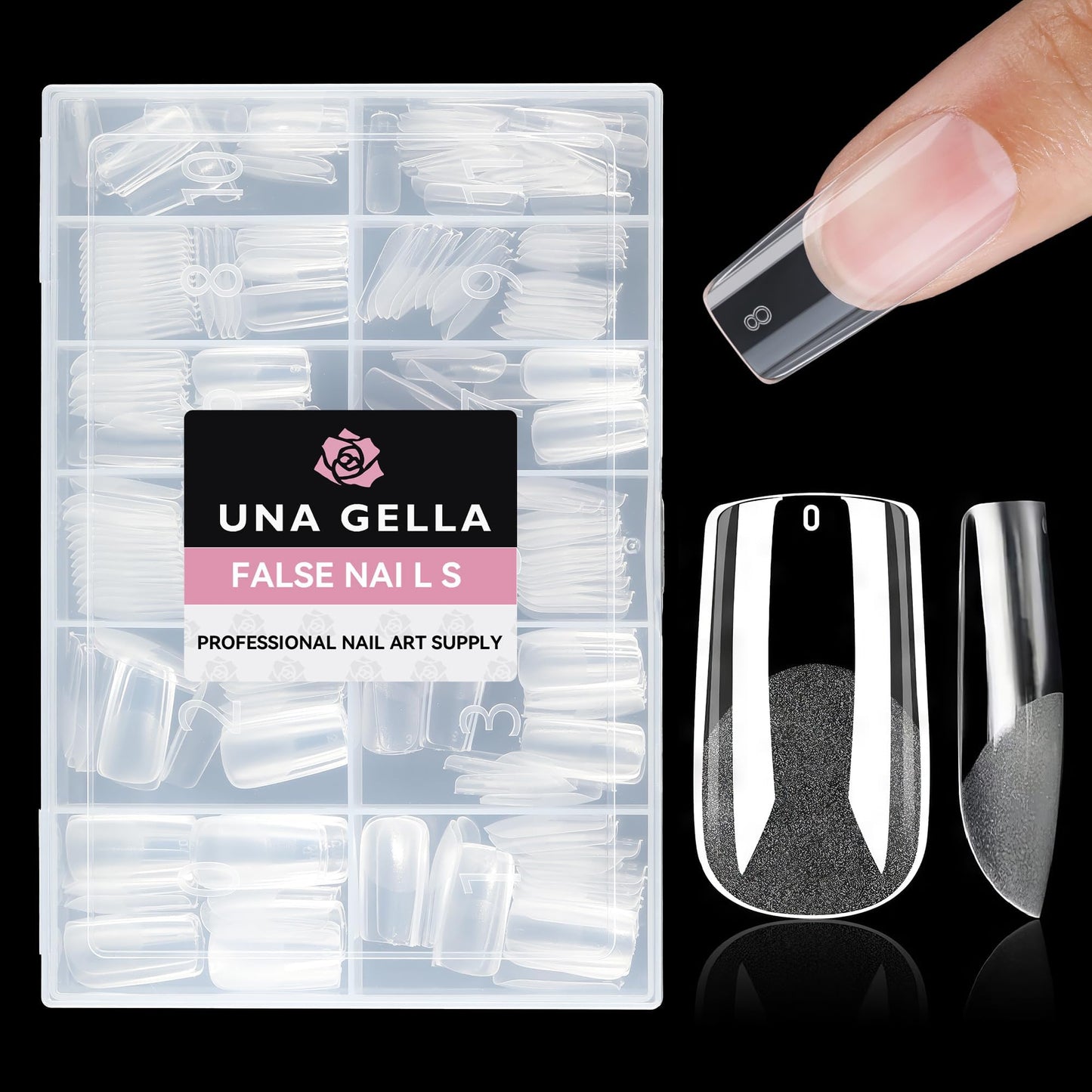 UNA GELLA Medium Square Gel Nail Tips Half Matte 312pcs Medium Square Gel Nails Full Cover False Acrylic Nails Tips for Press On Nails DIY Art Salon Nail Extensions, 12 Sizes