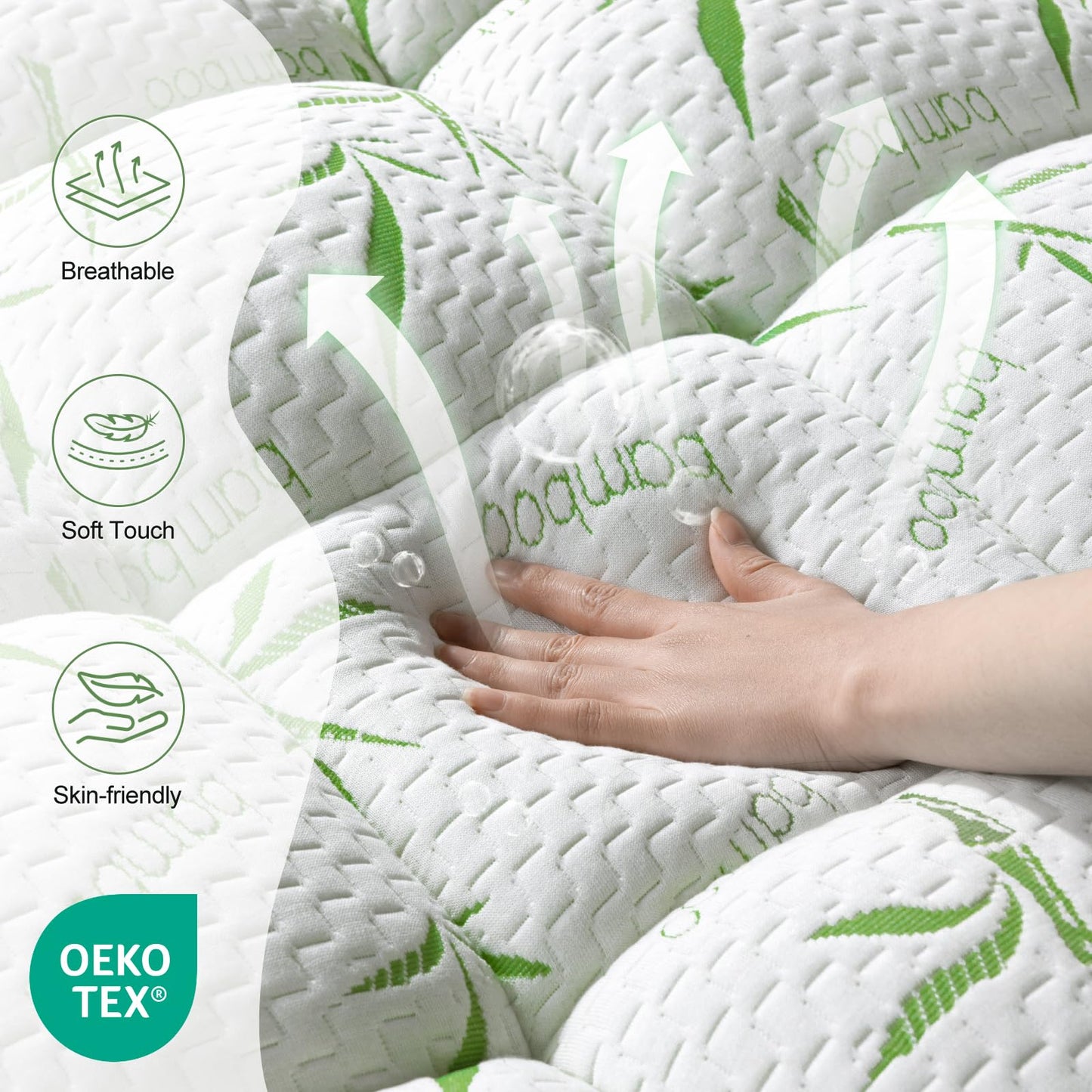 Jov5tic 3 Inch Breathable Mattress Topper - 1500GSM 3D+7D Down Alternative Fill,Viscose Made from,Cooling Firm Pillow Top Mattress Pad (Queen,60"x80")