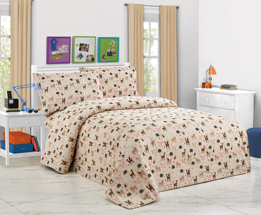 All American Collection Kids Boys Girls Teens Children Soft Comfortable Printed Fitted Flat Bedroom Bed Sheet Set (Twin, Zoo)