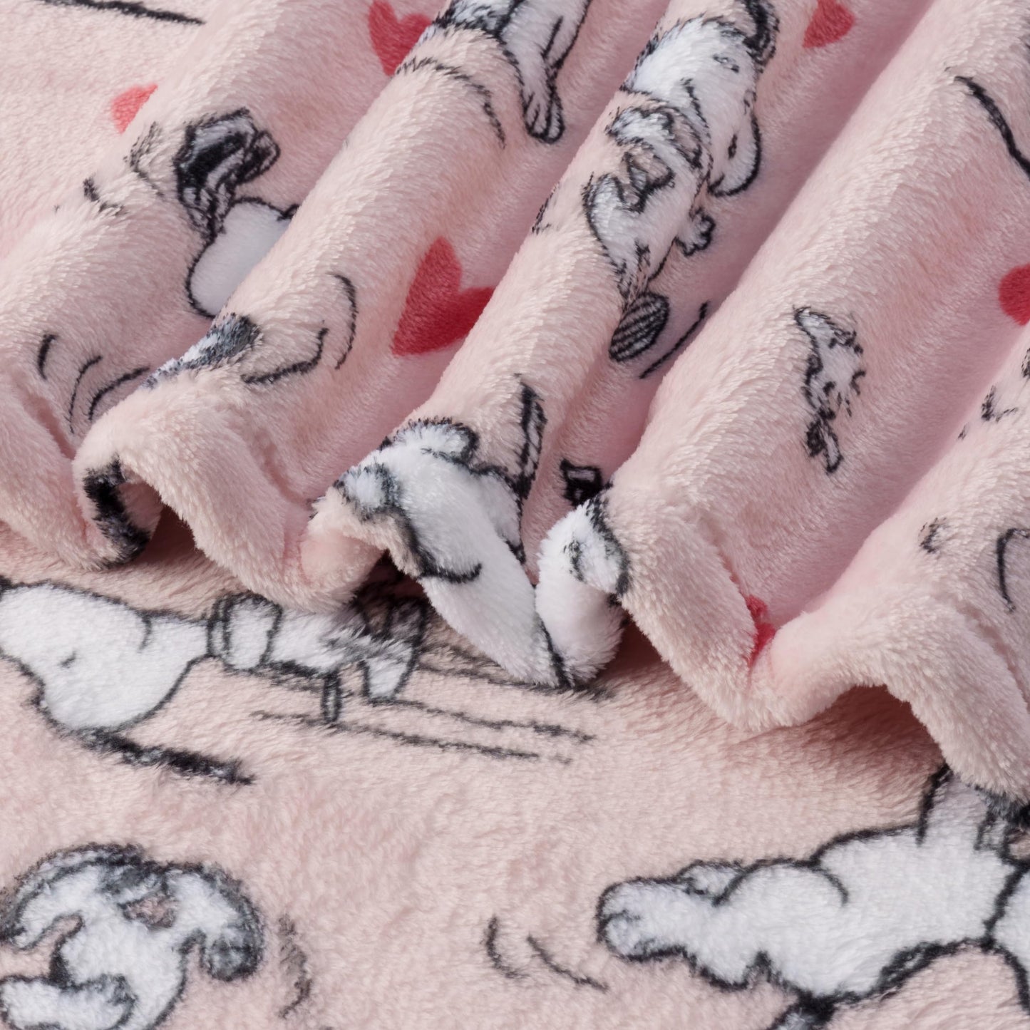 Berkshire Blanket Peanuts® VelvetLoft® Cute Character Snoopy Plush Throw Blanket,Peanuts Poses and Hearts Blush,Throw 55 in x 70 in (Official Peanuts® Product)
