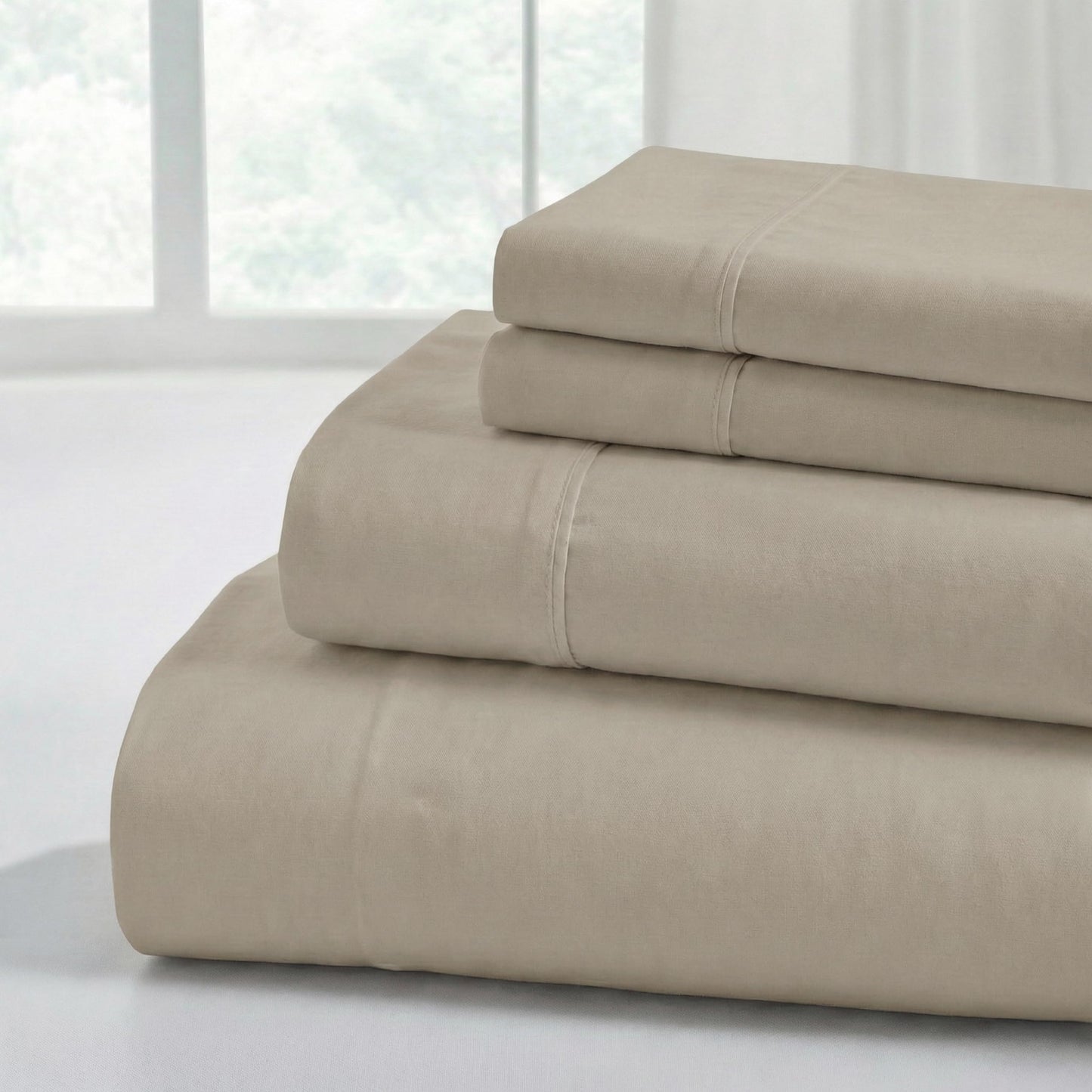 Modern Threads Soft Microfiber Solid Sheets - Luxurious Microfiber Bed Sheets - Includes Flat Sheet, Fitted Sheet with Deep Pockets, & Pillowcases Khaki King