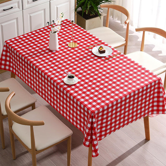 Qvthpv Waterproof PVC Tablecloth Rectangle 70"x55" - Oil Proof Heatproof Kitchen Table Cover with Soft Flannel Backing - Stain Resistant Everyday Dining & Holiday Decoration (red)