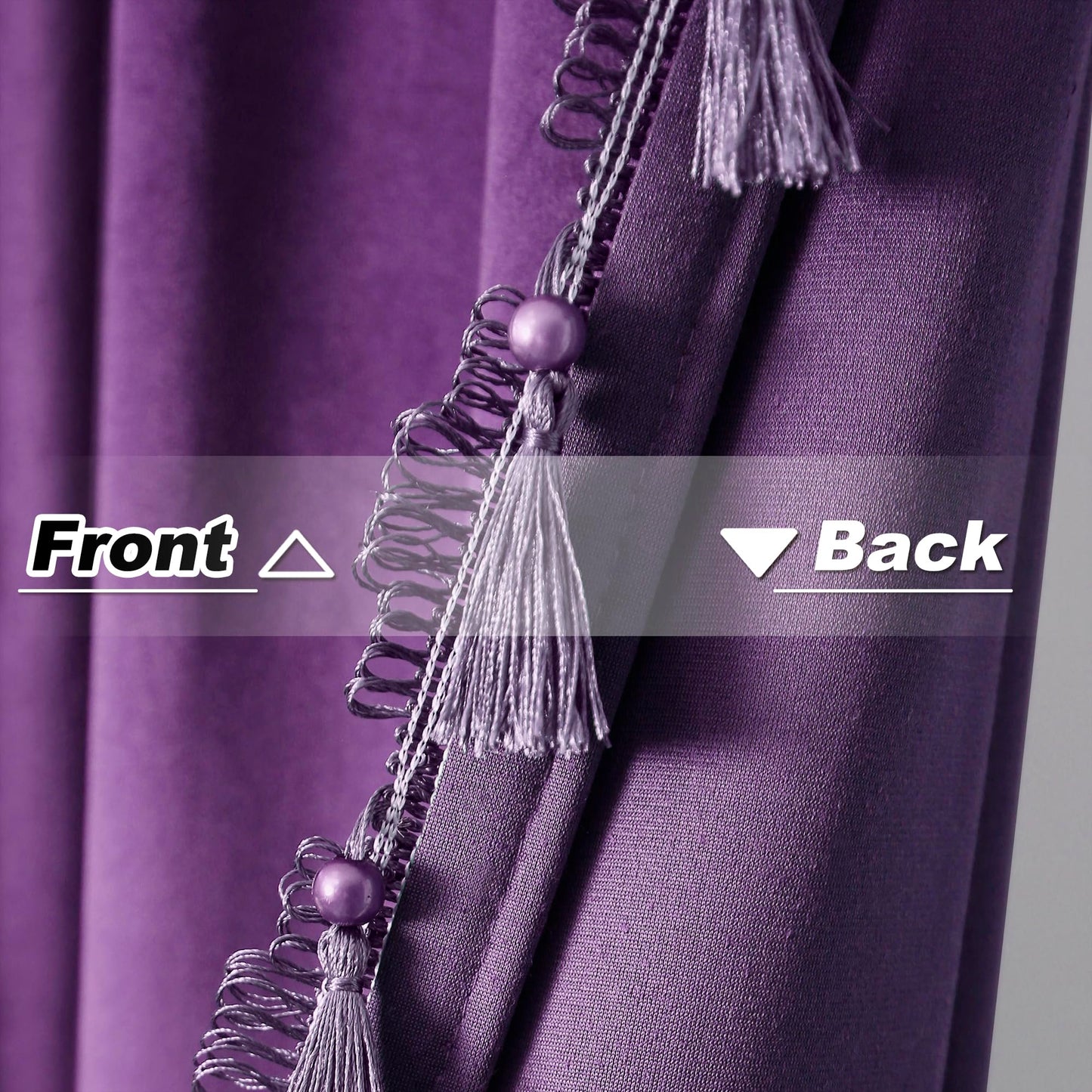 Fazhesici Purple Blackout Velvet Curtains 72 inch Length Windows Rod Pocket Drapes with Tassels Soundproof Thermal Curtains for Living Room 2 Panels Set 52" x 72"