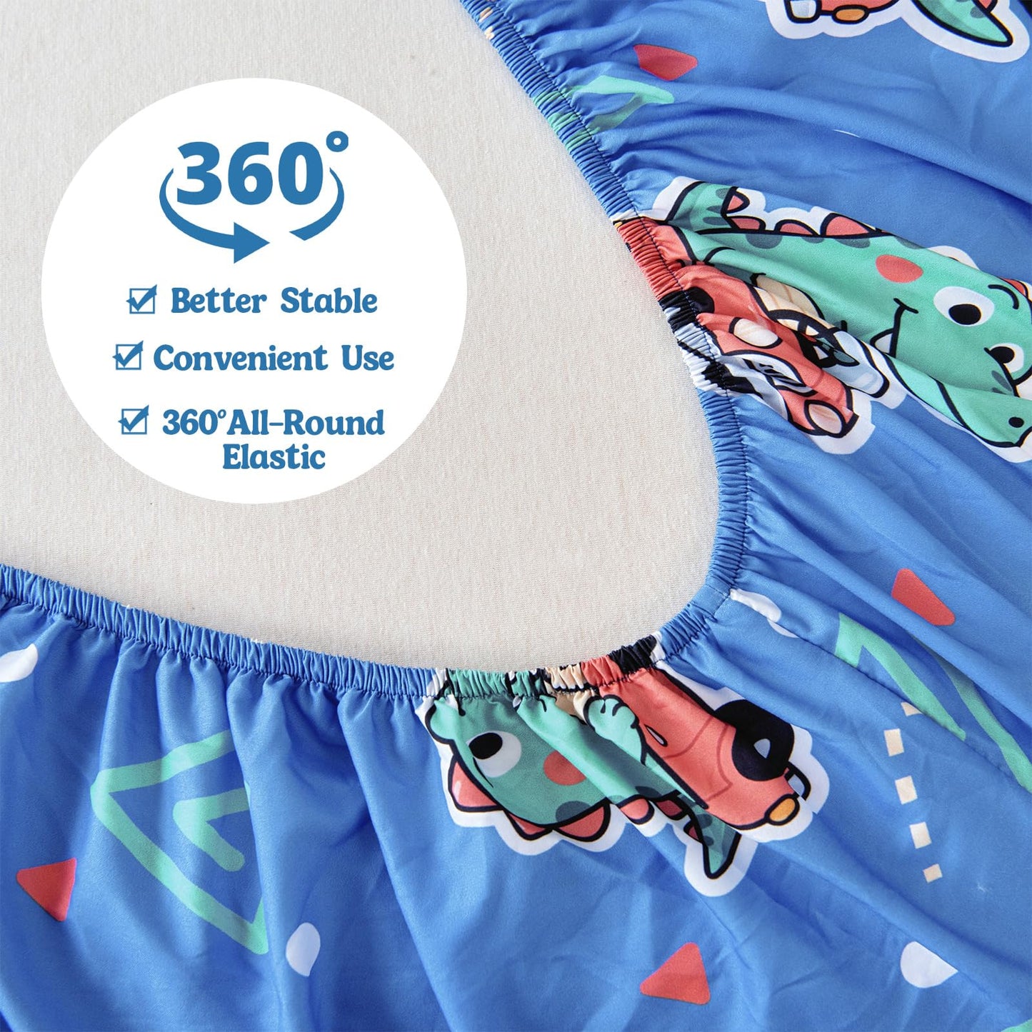 MCO Twin Sheets Set Kids, Soft Microfiber Bed Sheet Set for Boy Girls, 3 Pieces Breathable Twin Sheets Dinosaur Blue