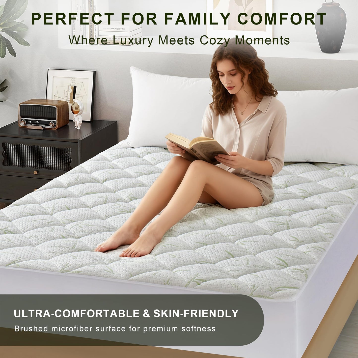 100% Waterproof Mattress Protector Breathable Bamboo Viscose Mattress Cover, Soft Noiseless Padded Deep Pocket 8-21” Fitted & Supportive, Naturally Cooling for Hot Sleepers,King Size (78"x80")
