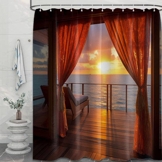 Lvetong Summer Beach Theme Shower Curtain, 70''W x 72''L