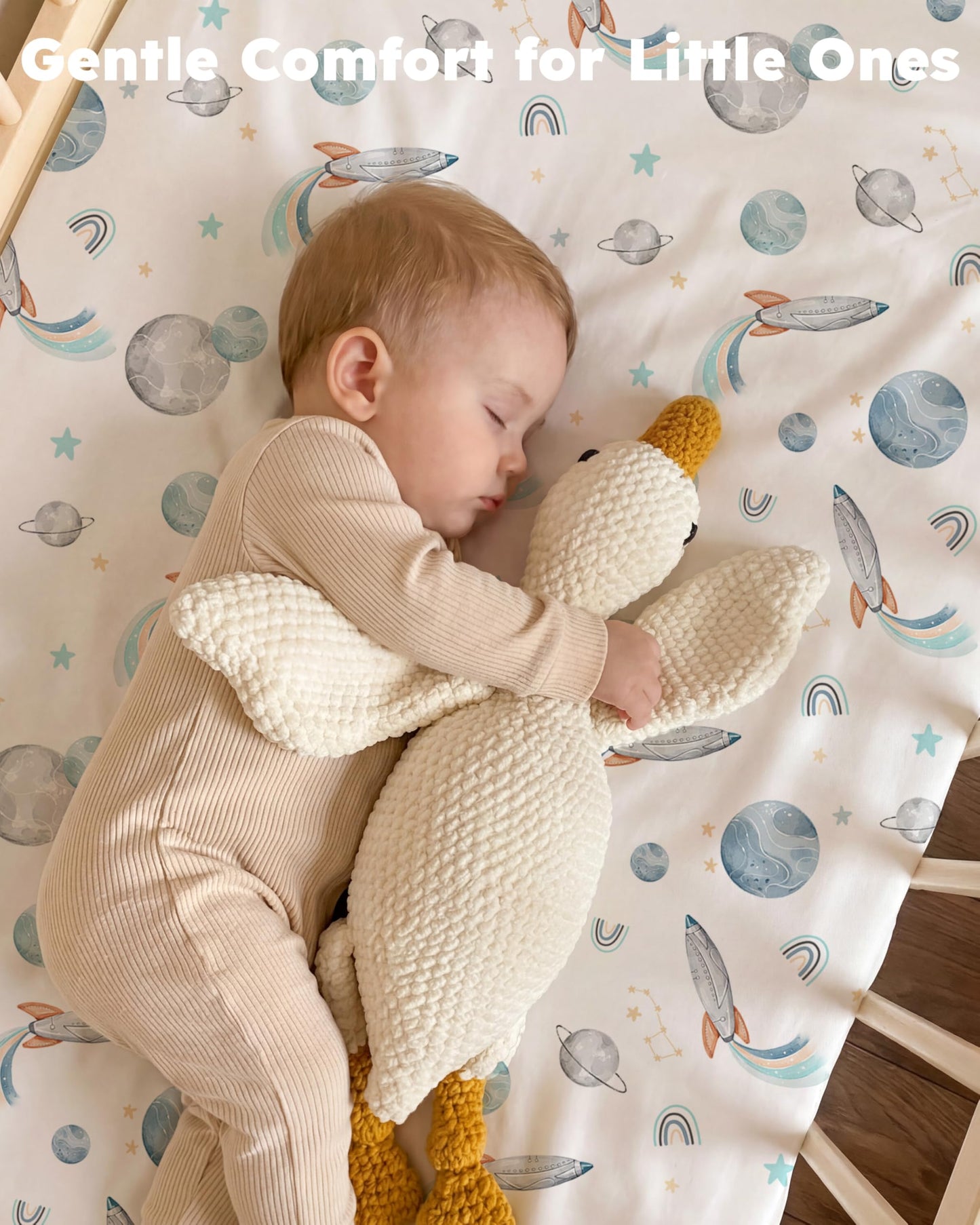 Nyessmee Pack and Play Sheets for Boys Girls, 38" x 26" Mini Crib Sheets Fitted for Pack n Play Mattress, Soft Breathable Playard Sheets, 2-Pack Blue Rocket