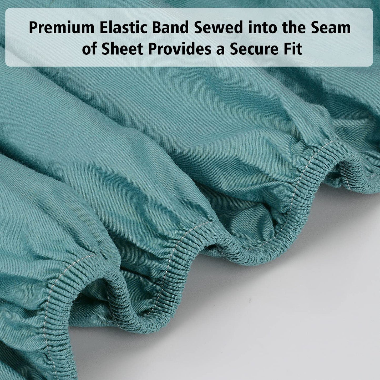 Lirex Cotton Queen Fitted Sheet Only, 300 Thread Count Soft Breathable, 8-10" Deep Pocket Sheet for Hotel Home, Blue