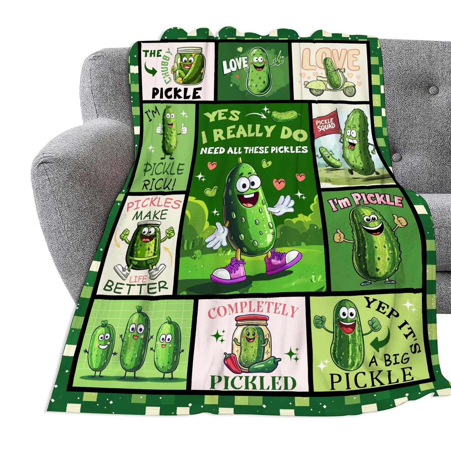 Pickle Throw Blanket Soft Pickle Lovers Flannel Blanket for Girls Boys Lightweight Cozy Print Blankets Gift for Women Men Couch Sofa Bed 50" x 40"