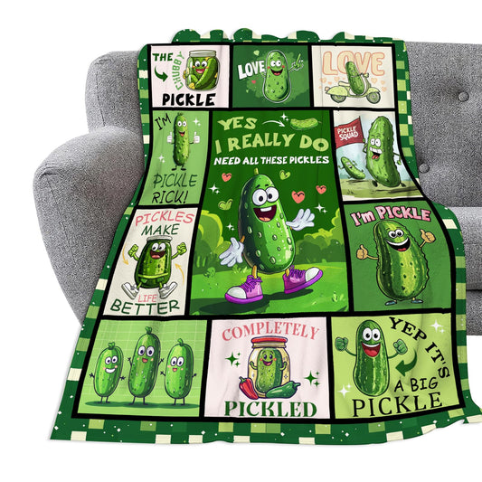 Pickle Throw Blanket Soft Pickle Lovers Flannel Blanket for Girls Boys Lightweight Cozy Print Blankets Gift for Women Men Couch Sofa Bed 50" x 40"