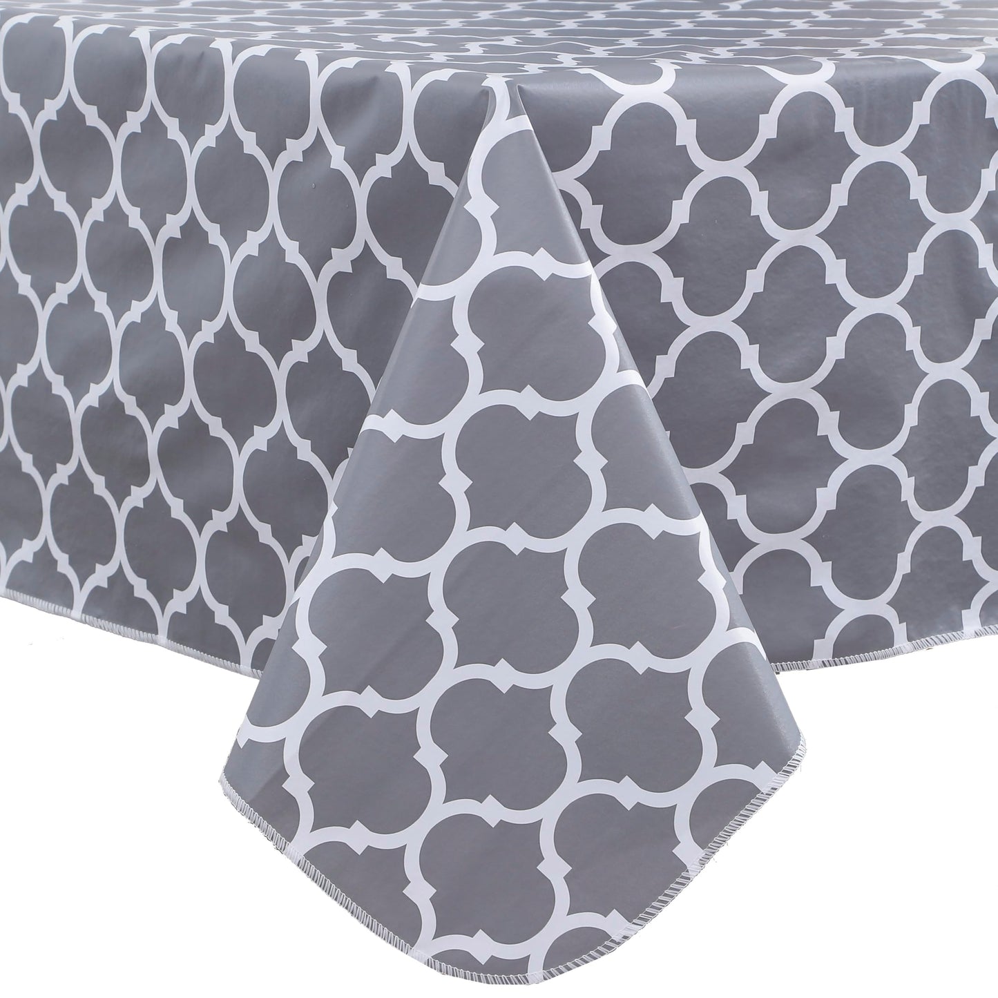 Heavy Duty Vinyl Tablecloth with Flannel Backing Waterproof Oil-Proof Plastic Table Cloth Stain-Resistant Wipeable Rectangle or Square Table Cover for Indoor and Outdoor (Quatrefoil,52x70 Inch)