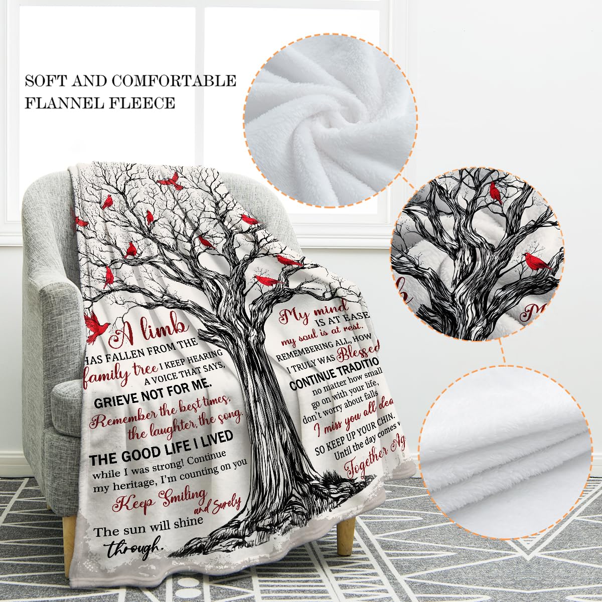 Jekeno Sympathy Gifts for Loss of Loved One, Soft Flannel Memorial Blanket, Bereavement Gift Idea, Grief Condolences Sorry for Your Loss Gifts for Mom Grandma Grandpa Sister Friend