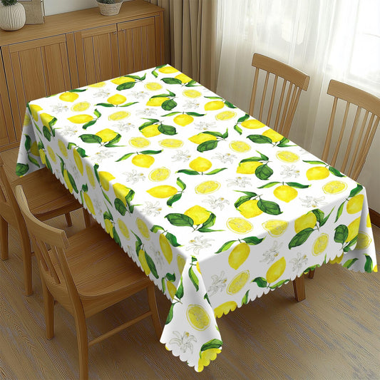 LORCARVIS Lemon Tablecloth Yellow Lemons Floral Polyester Rectangle Table Cloth Washable Seasonal Tabletop for Kitchen Dinning Party Outdoor Picnic 54 x 72 Inch Tablecloths