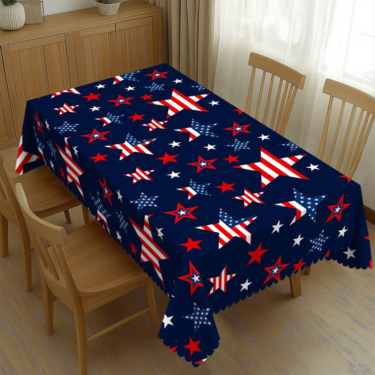 LORCARVIS 4th of July Tablecloth Independence Stars Polyester Rectangle Table Cloth Washable Seasonal Tabletop for Kitchen Dinning Party Outdoor Picnic 54 x 72 Inch Tablecloths