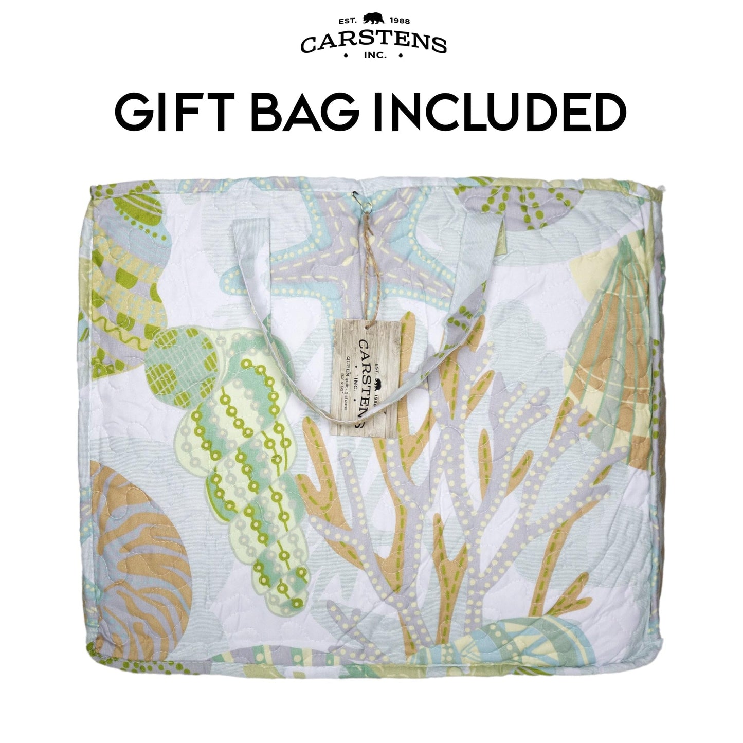 Carstens Coastal Beach Bedding Set, Nautical 3-Piece Microfiber Ocean Quilt, Coastal Reef, King