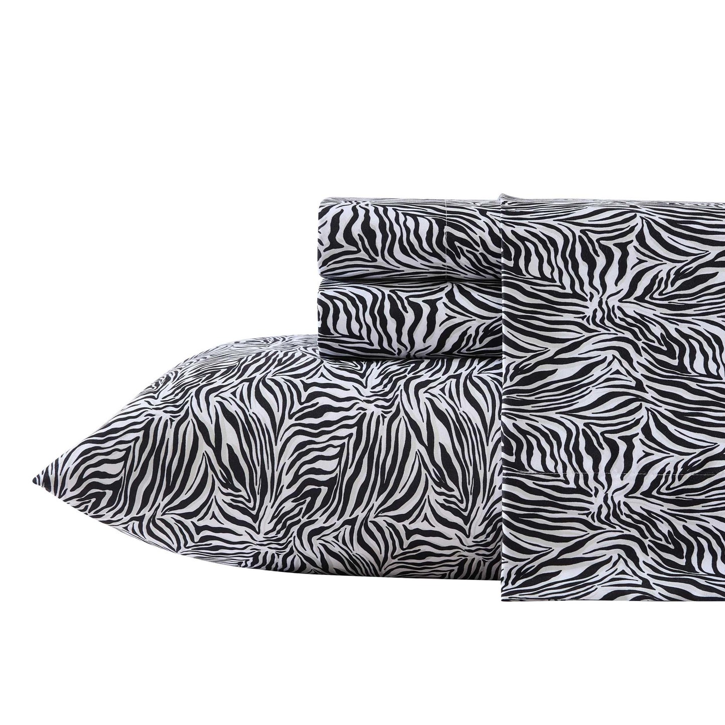 Betsey Johnson - Queen Size Sheet Set, Nerdy Teddies Print Microfiber Bedding with Deep Pocket Fitted Sheet, Bed Sheets with Matching Pillowcases, Wild Zebra Black