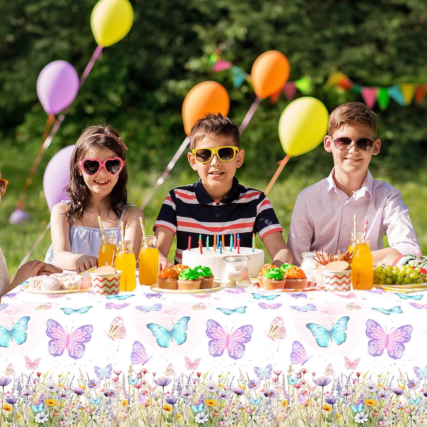 LetDec 6 Pack Butterfly Tablecloth Birthday Party Decorations for Spring Butterfly Theme Girls Baby Shower 1st 2nd 3rd 4th Birthday Party Table Supplies Favors, 108 x 54 Inch
