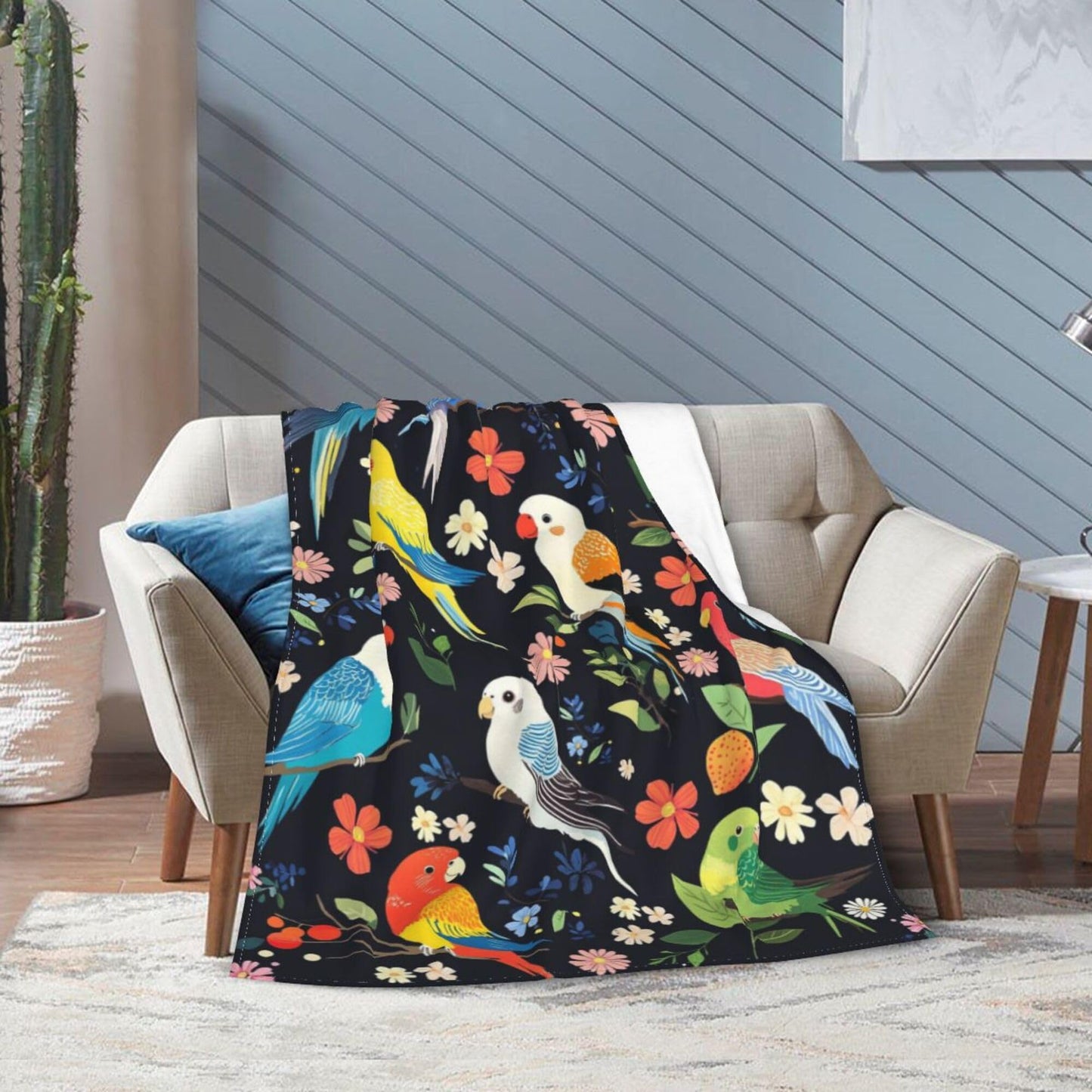 Cockatiel Blanket Cockatiel Parrot Bird Fleece Throw Blanket Super Soft Fuzzy Plush Cozy Warm Parrot Decor Stuffed Bedding Blankets Gift for Boys Girls Men Women Kids & Adult 50"x40"