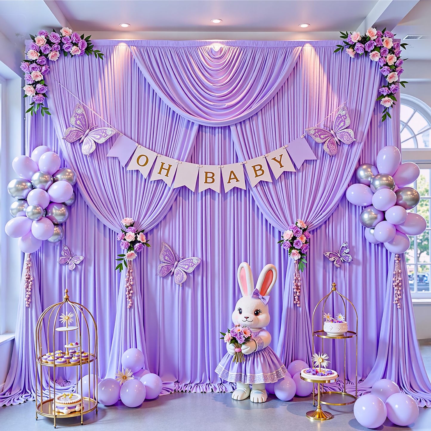 10x10ft Purple Backdrop Curtain for Parties Lavender Wrinkle Free Fabric Backdrop Curtain Wedding Photo Backdrop Drapes for Girls Baby Shower Bridal Shower Photography Lilac Back Drop 2 Panels 5x10FT