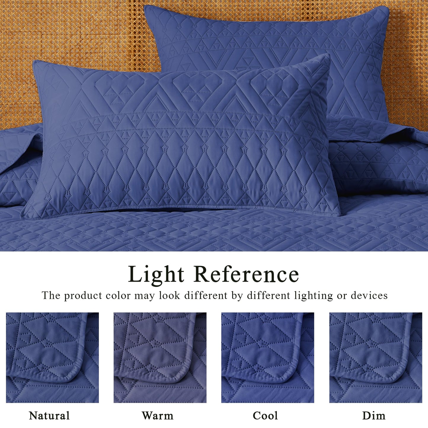 akkialla Full/Queen Size Quilt Bedding Set,Navy Blue Lightweight Microfiber Soft Bedspread,Modern Style Geoetric Pattern Coverlet Set for All Seasons,3 Piece(1 Quilt,2 Pillow Shams)