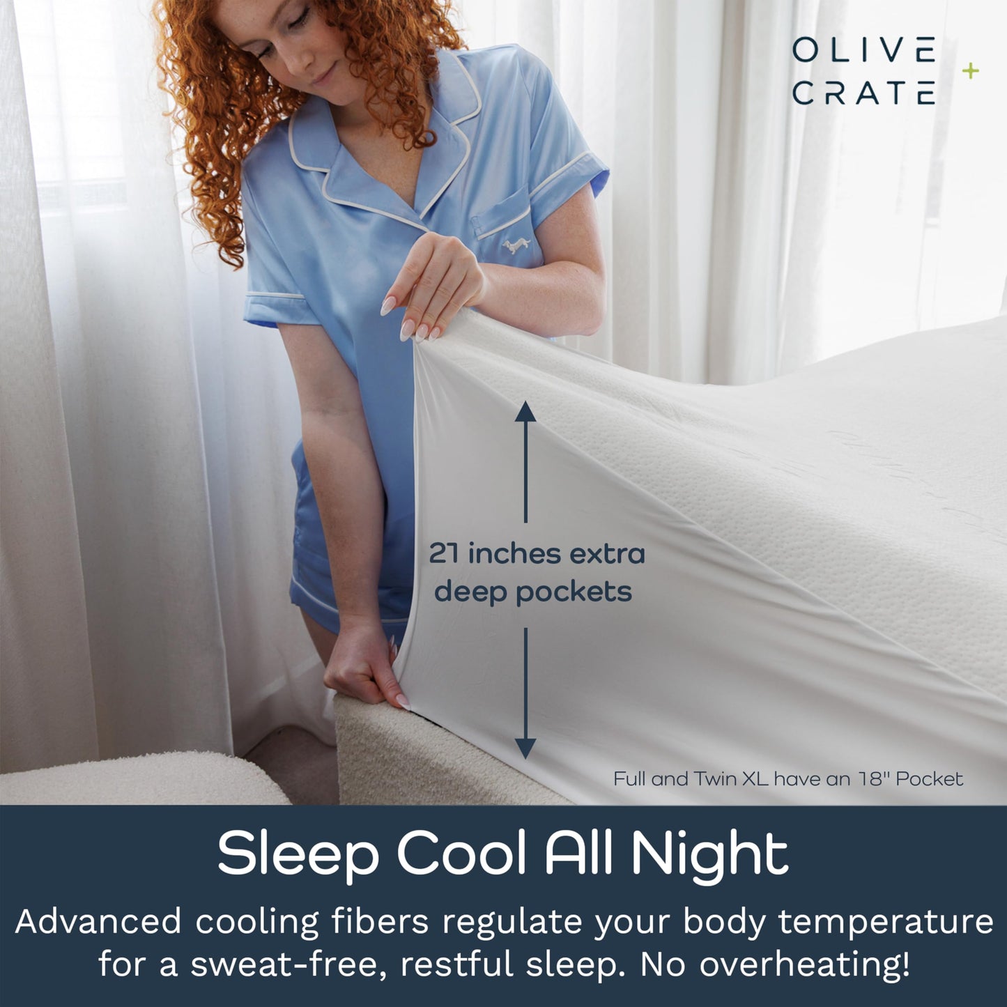 Olive + Crate 100% Viscose Bamboo Mattress Protector - Eco-Conscious Cooling Mattress Cover - Waterproof Hypoallergenic Protection - Breathable California King Shield Against Dust & Spills