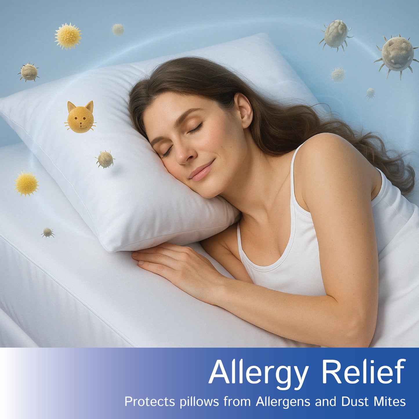 Queen Size Waterproof Pillow Protectors (Set of 2) – Zippered Hypoallergenic Pillowcase Cover Allergen Dust Proof Encasement