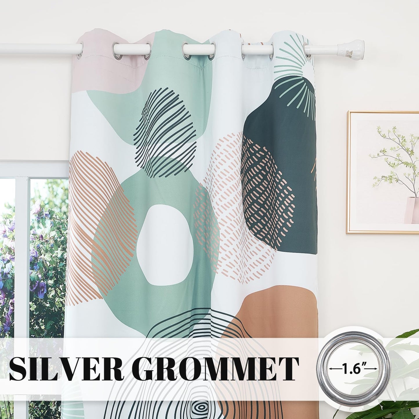NAEMBCU Boho Geometric Blackout Curtains for Bedroom 52Wx84L