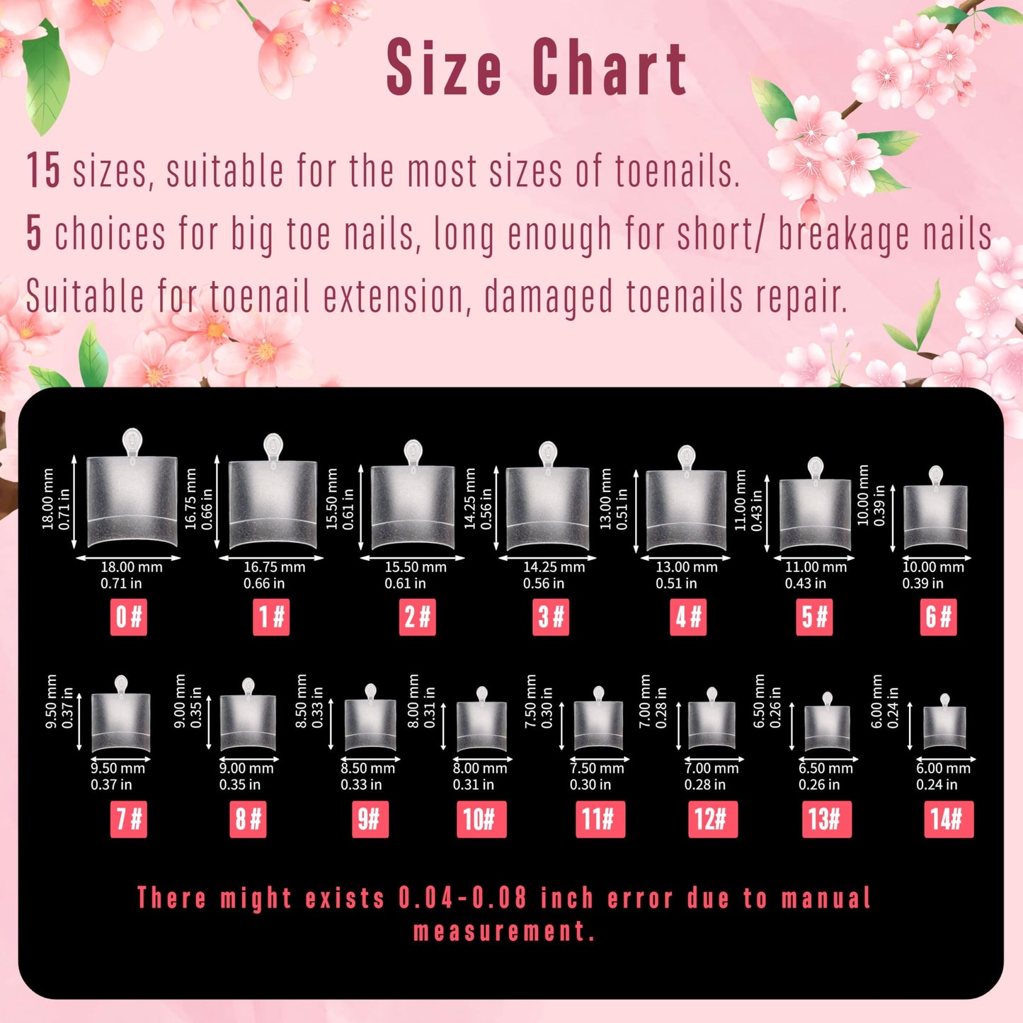 NOVO OVO Fake Toe Nail Tips, Soft Gel Toenail Extension, Half Cover Prefiled Square Clear Double Matte C Curve Longtoes Claw for Pedicure Acrylic Press on for Salon, Toenails x 15 Sizes 240 Pcs in Box