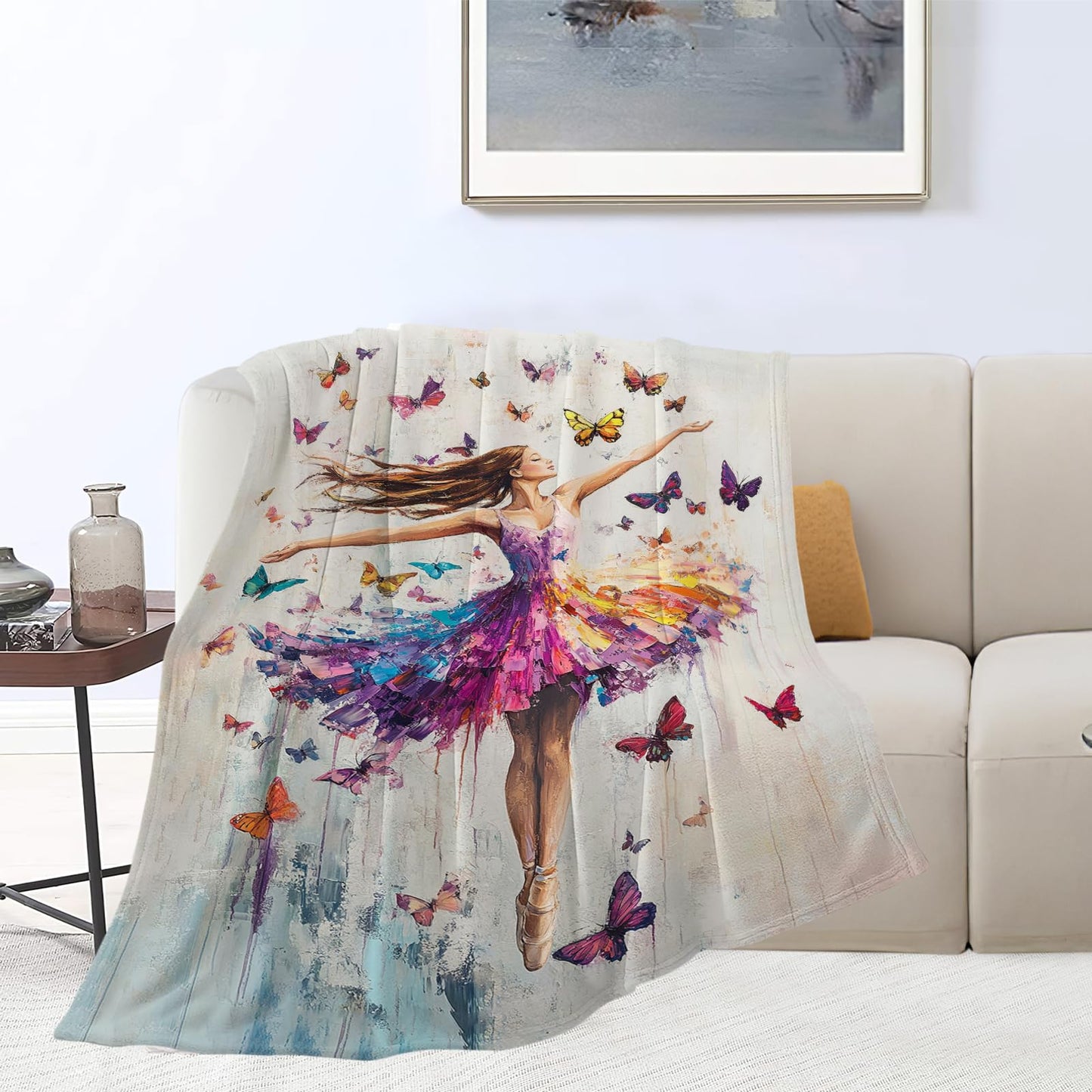 Dance Blanket, Ballet Throw Blanket, Dancer Gifts, Ballerina Blankets, Sloths Stuff Fleece Flannel Plush for Women Teachers Girls Lovers Adults Soft Bedding for Sofa Studio Office Home Decor 40"X50"