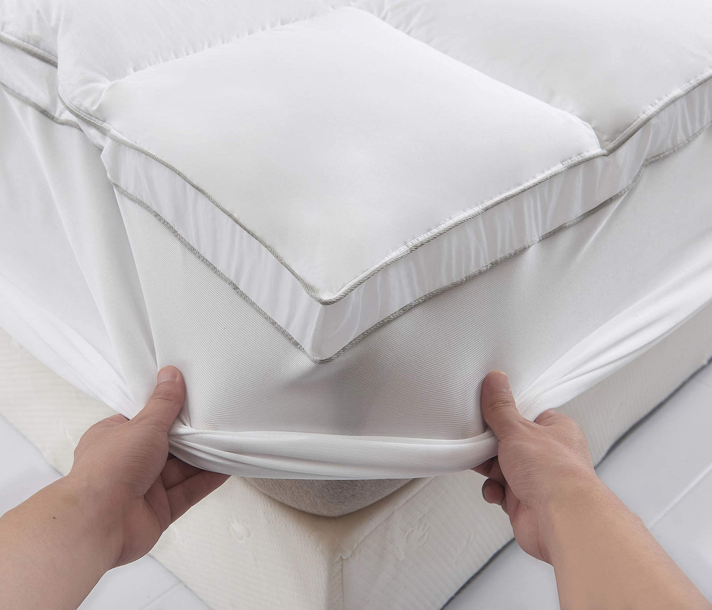 COMFORT BOOST™ Extra Thick, Cooling Mattress Topper — Pillowtop, Down Alternative Mattress Pad with Deep Pockets (8-21" Depth) Fits All Mattress Sizes, Helps Ease Back Pain & Protects Mattress — Full