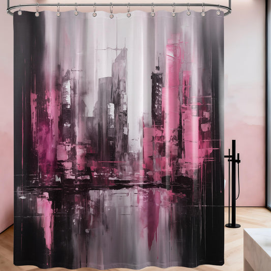 dueeia Pink and Black Shower Curtain, Hot Pink and Black, 70 x 72 inch
