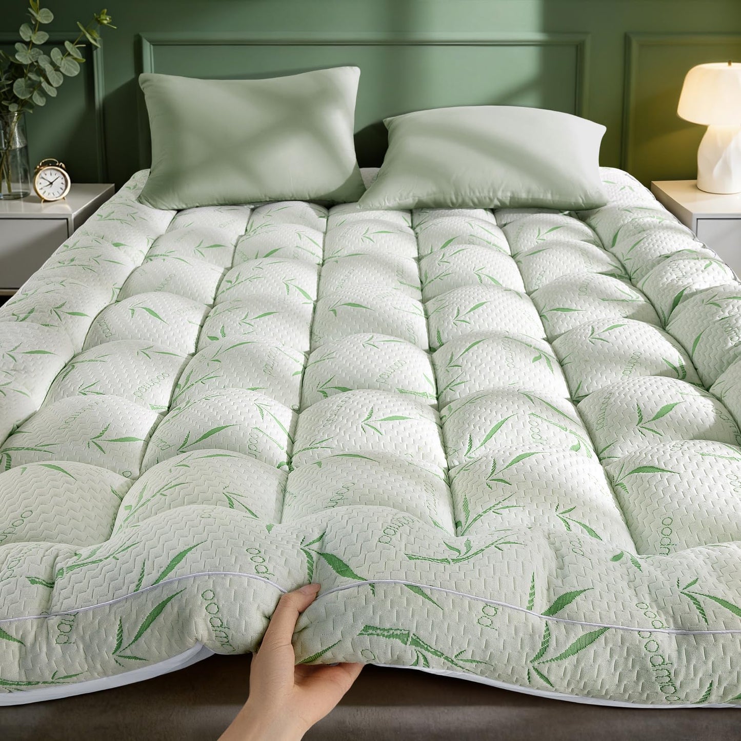 LIANLAM Mattress Topper,1200 GSM Cooling Mattress Pad,2In Extra Thick Pillow Top for Back Pain with 6"-18" Deep Pocket(Queen,60"x80")