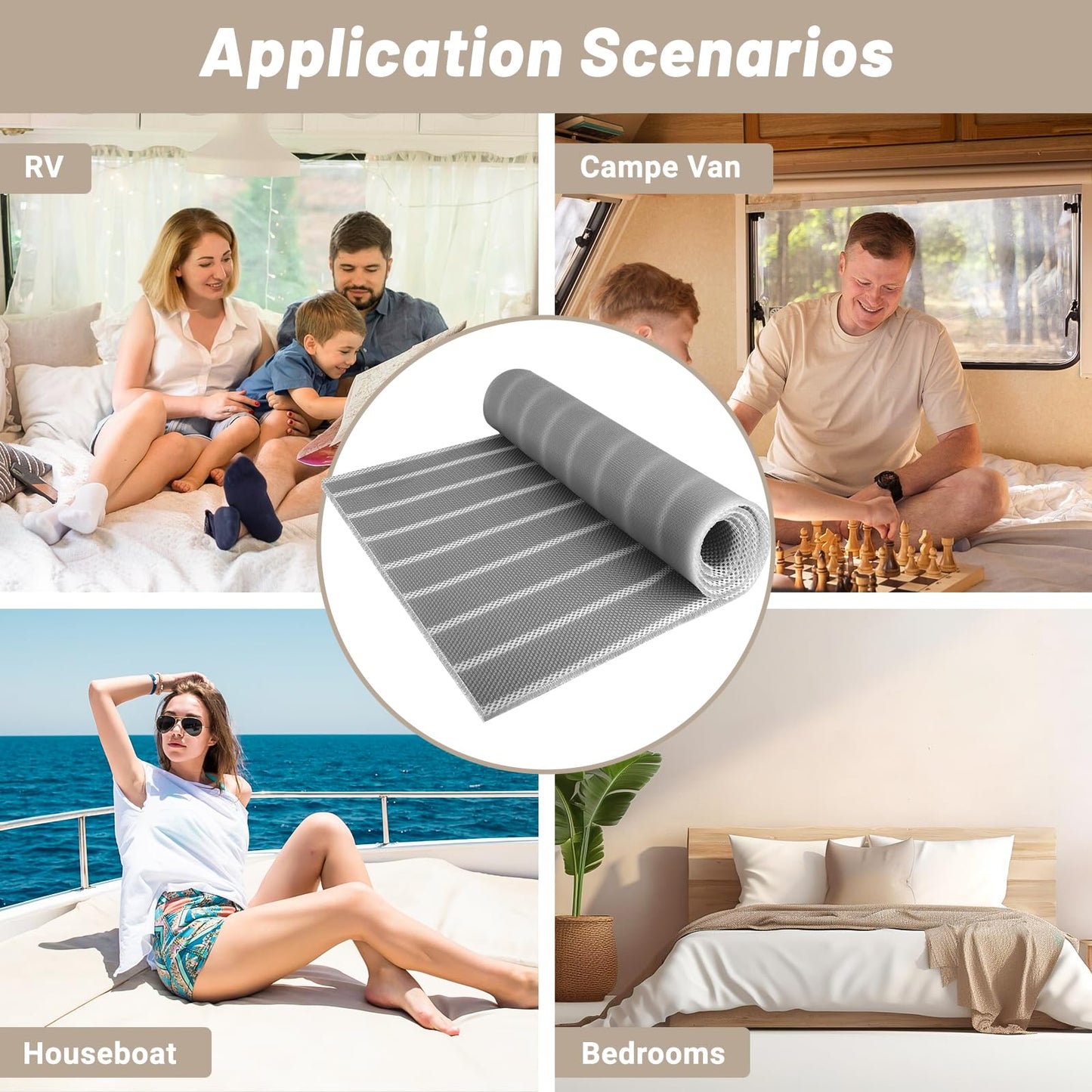 UCandy Underlay Under Mattress Pad with Breathable Meshfiber, 83" x 59" Cuttable Under Mattress Ventilation Air-Flow Mattress Underlay 3D mesh Ventsfor RV, Camper & Boat