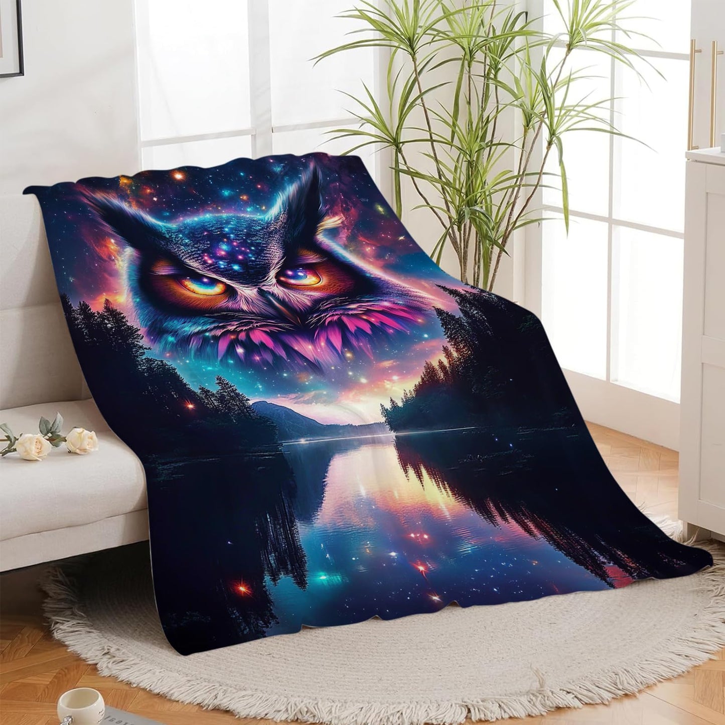 Owl Blanket, Animal Throw Blanket, Owl Gifts, Bird Blankets, Owls Stuff Fleece Flannel Plush for Women Men Boys Girls Lovers Adults Soft Bedding for Sofa Bed Office Home Decor 40"X50"